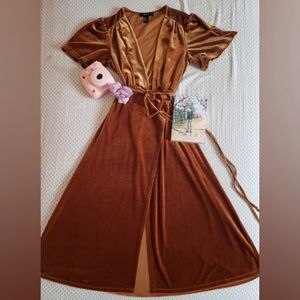 🍂Velvet Brown Wrap Dress🍂